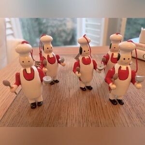 vintage Midwest Wooden Christmas Tree Ornament Chef Cook set of 5